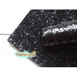 Ткань глиттерная крупная, цвет черный, 34х50 см